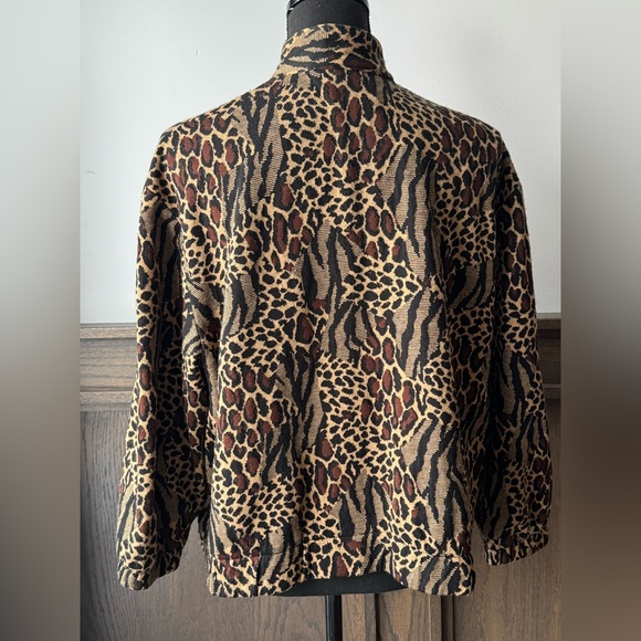 TanJay Petites brown tan  Animal Print Jacket medium - Picture 6 of 9